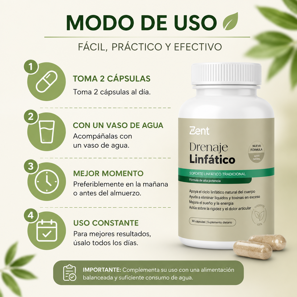 2X1 Drenaje Linfático 60 cáps - Favorecer el drenaje natural, apoyar el funcionamiento normal del hígado y disminuye la hinchazón.