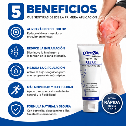 2x1 Gel Clear Zal para articulaciones y musculos - Reduce la inflamación, mejora la circulación y elimina el dolor en minutos - ¡Paga 1 y llega el segundo gratis!