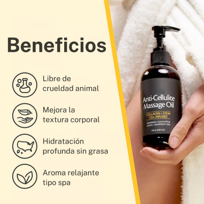 Aceite anti-celulitis - Reduce la celulitis hasta en un 68 %, mejora la textura y elasticidad corporal - ¡Gran promo lleva 2 unidades!