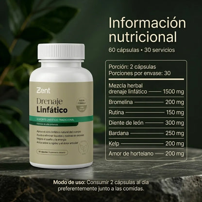 2X1 Drenaje Linfático 60 cáps -  Favorecer el drenaje natural, apoyar el funcionamiento normal del hígado y disminuye la hinchazón.