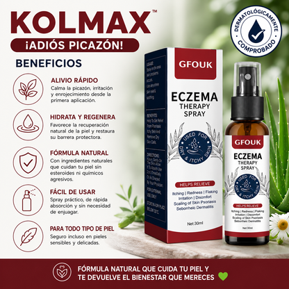 Spray para psoriasis e irritación Kolmax PAGA 1 LLEVA 2 - Alivio rápido desde la primera aplicación, reduce enrojecimiento, Hidrata y regenera la piel