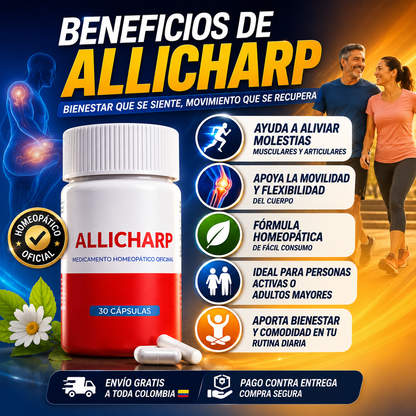 Allicharp  homeopático 30 Cápsulas - Ayuda a aliviar molestias musculares, articulares, apoya la movilidad y flexibilidad del cuerpo